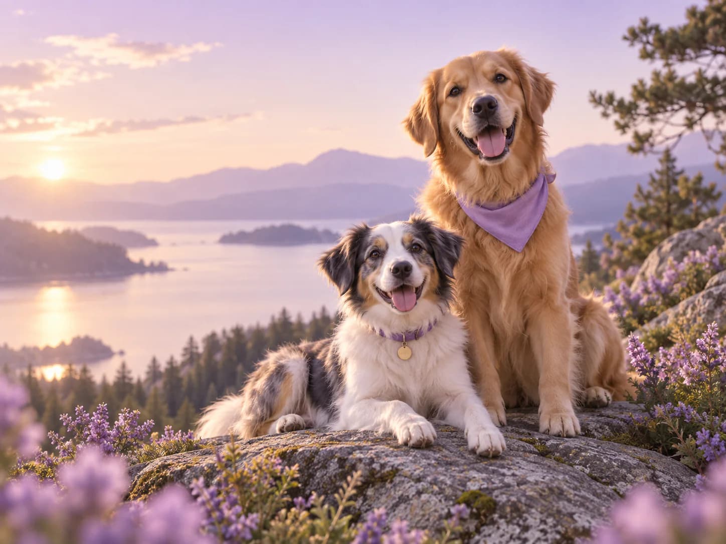 Perros compartiendo un momento al aire libre